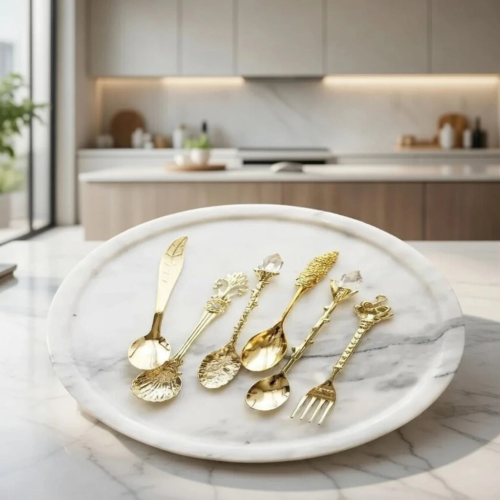 Homilly Vintage Coffee Spoon Set – Elegant Zinc Alloy Dessert Spoons (6pcs)