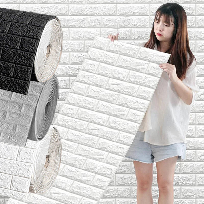 70CM 3D Brick Pattern Wallpaper Soft Foam Material Waterproof Wall Stickers DIY  Self Adhesive Wall Art for Home Decoration