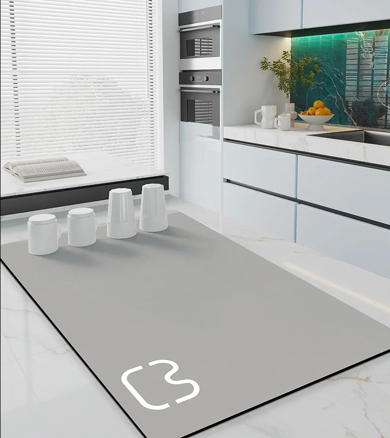 Kitchen Dish Drying Mat – Quick Dry Diatomite Drain Pad for Tableware & Coffee Station