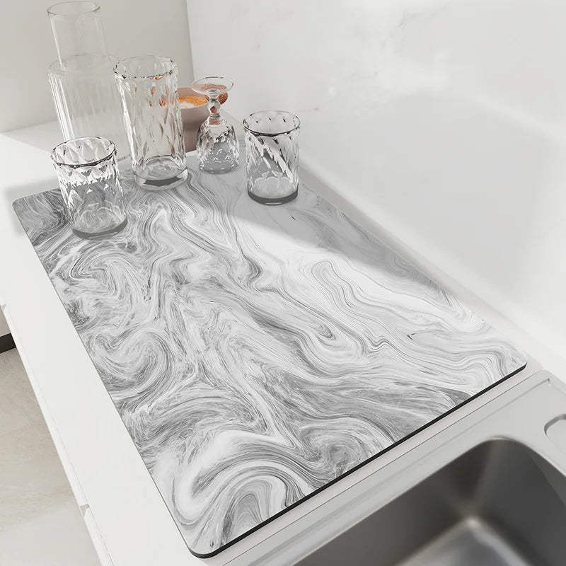 Kitchen Dish Drying Mat – Quick Dry Diatomite Drain Pad for Tableware & Coffee Station