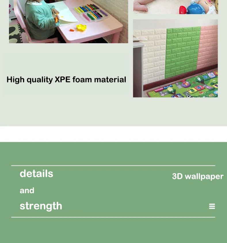70CM 3D Brick Pattern Wallpaper Soft Foam Material Waterproof Wall Stickers DIY  Self Adhesive Wall Art for Home Decoration