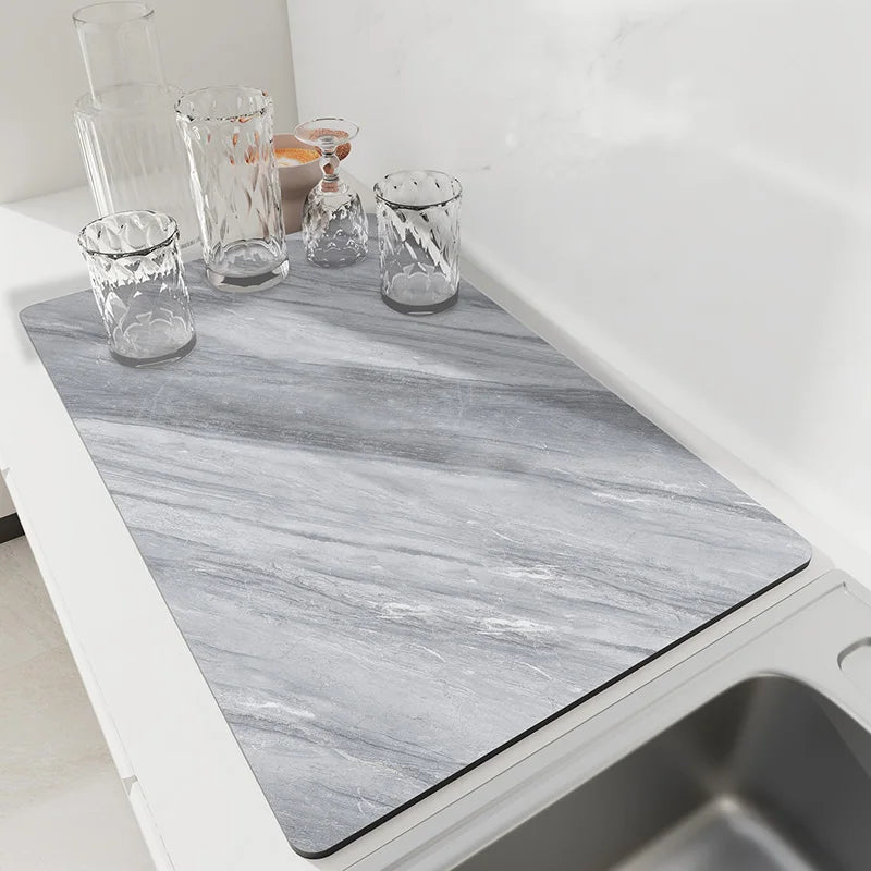 Kitchen Dish Drying Mat – Quick Dry Diatomite Drain Pad for Tableware & Coffee Station