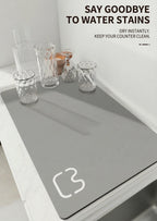 Kitchen Dish Drying Mat – Quick Dry Diatomite Drain Pad for Tableware & Coffee Station