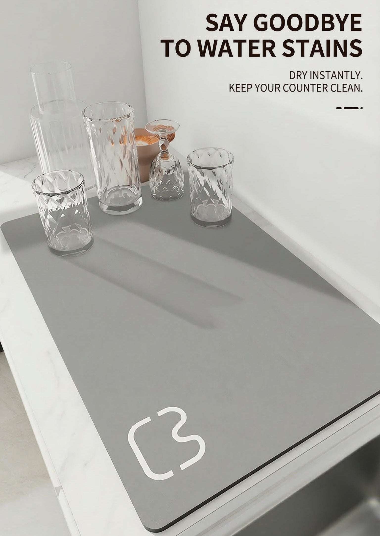 Kitchen Dish Drying Mat – Quick Dry Diatomite Drain Pad for Tableware & Coffee Station