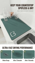 Kitchen Dish Drying Mat – Quick Dry Diatomite Drain Pad for Tableware & Coffee Station