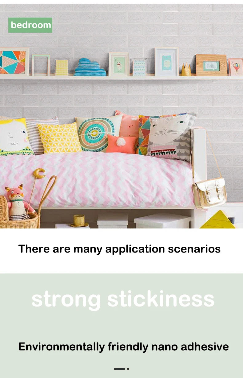 70CM 3D Brick Pattern Wallpaper Soft Foam Material Waterproof Wall Stickers DIY  Self Adhesive Wall Art for Home Decoration