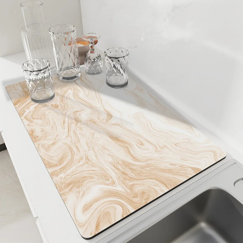 Kitchen Dish Drying Mat – Quick Dry Diatomite Drain Pad for Tableware & Coffee Station