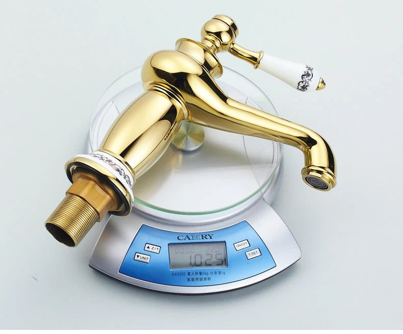 Homilliy Antique Brass Bathroom Faucet – Single Handle Mixer