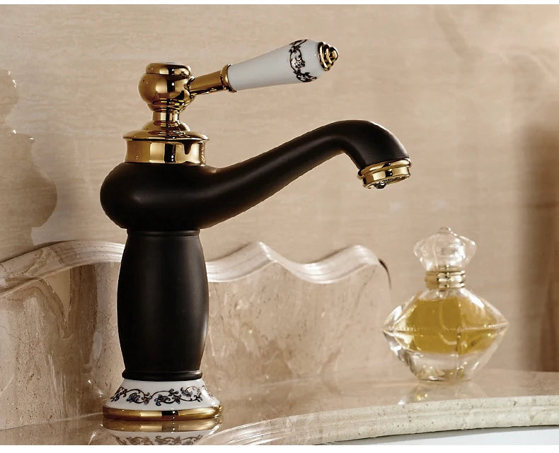 Homilliy Antique Brass Bathroom Faucet – Single Handle Mixer