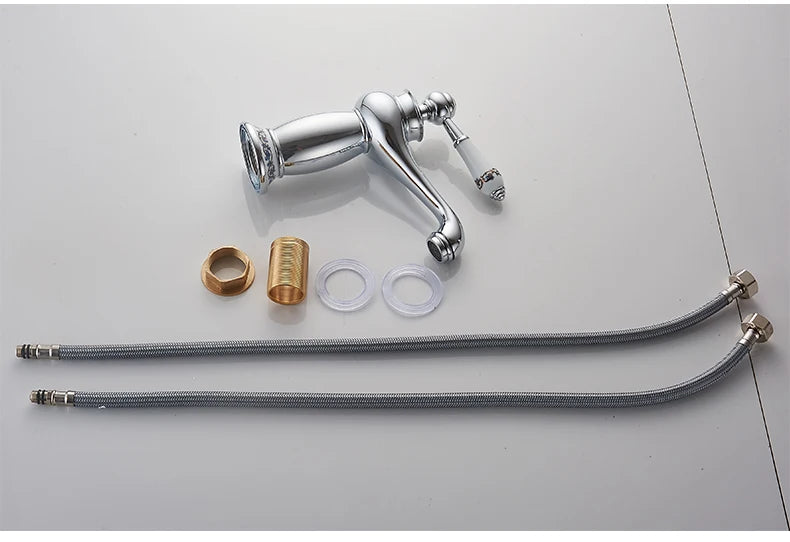 Homilliy Antique Brass Bathroom Faucet – Single Handle Mixer