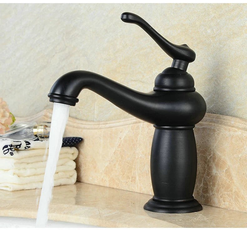 Homilliy Antique Brass Bathroom Faucet – Single Handle Mixer