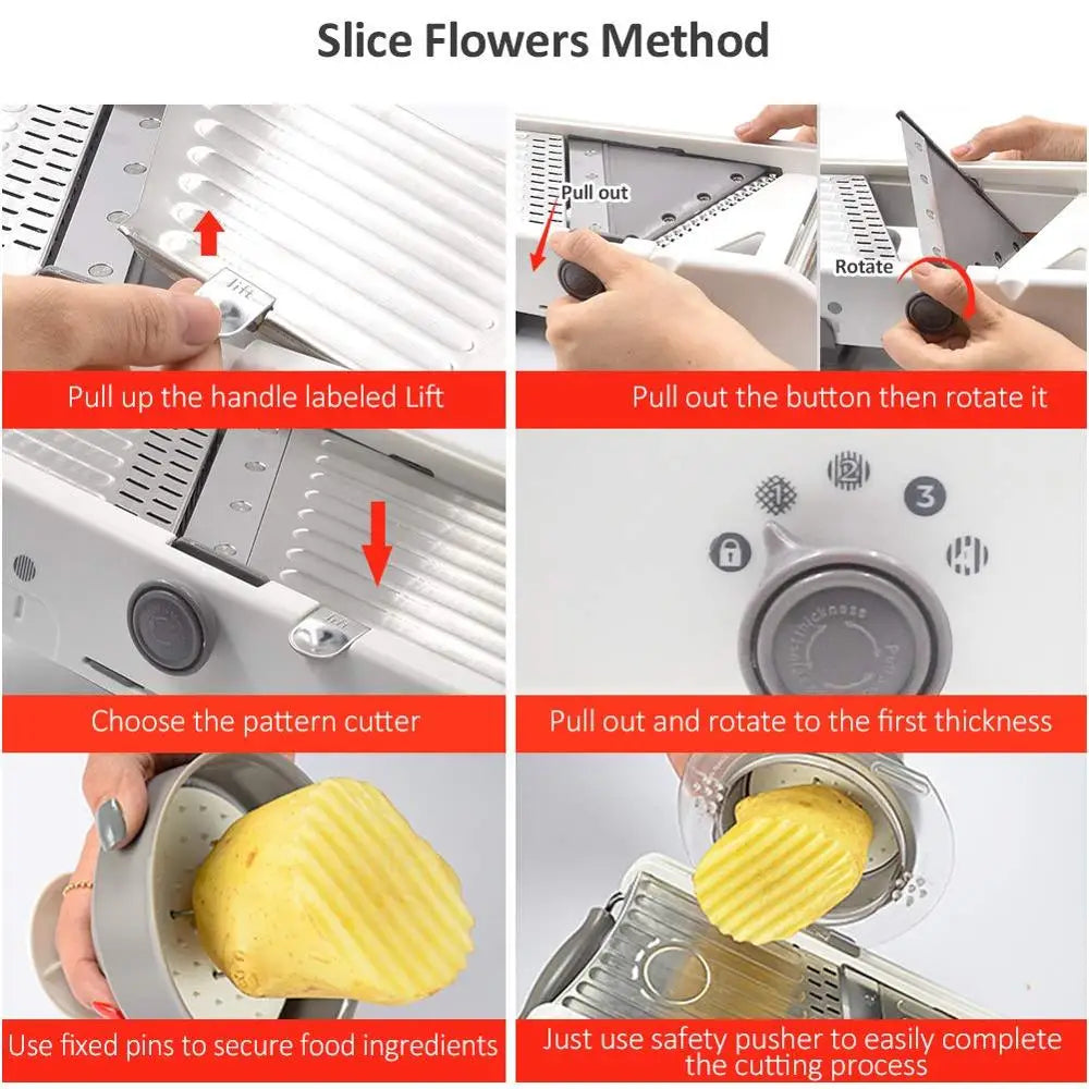 18-in-1 Adjustable Mandoline Slicer – Stainless Steel Vegetable Cutter & Grater