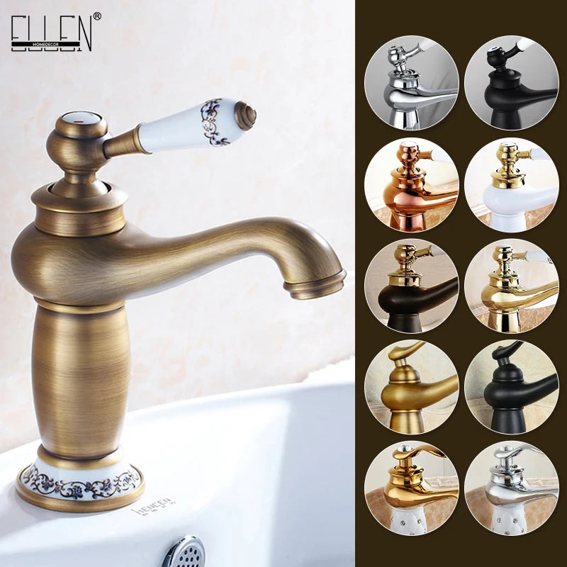 Homilliy Antique Brass Bathroom Faucet – Single Handle Mixer