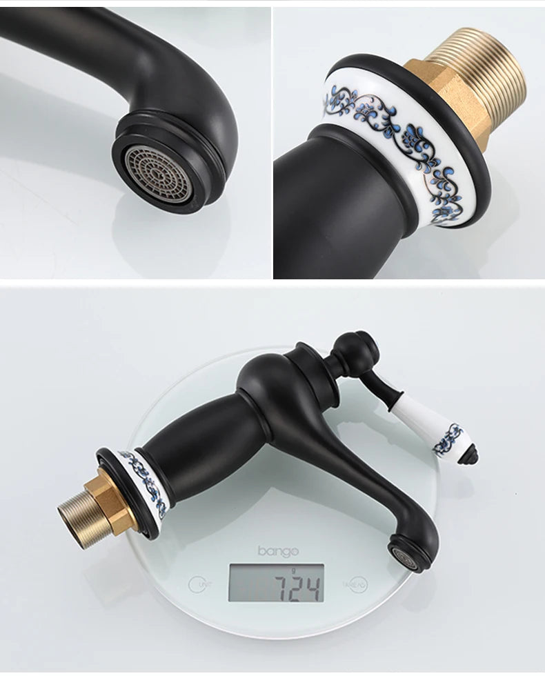 Homilliy Antique Brass Bathroom Faucet – Single Handle Mixer