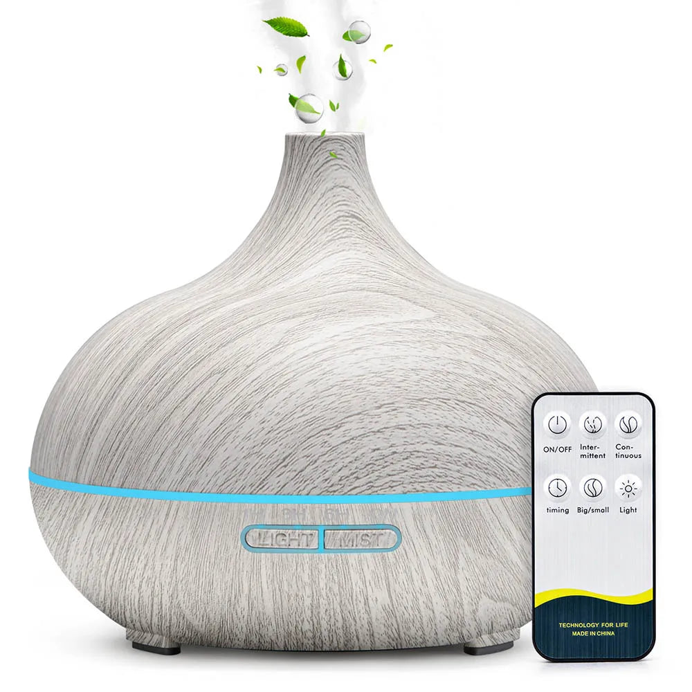 Premium Wood Grain Essential Oil Diffuser (500ml) – Ultrasonic Aromatherapy & Ambient Humidifier