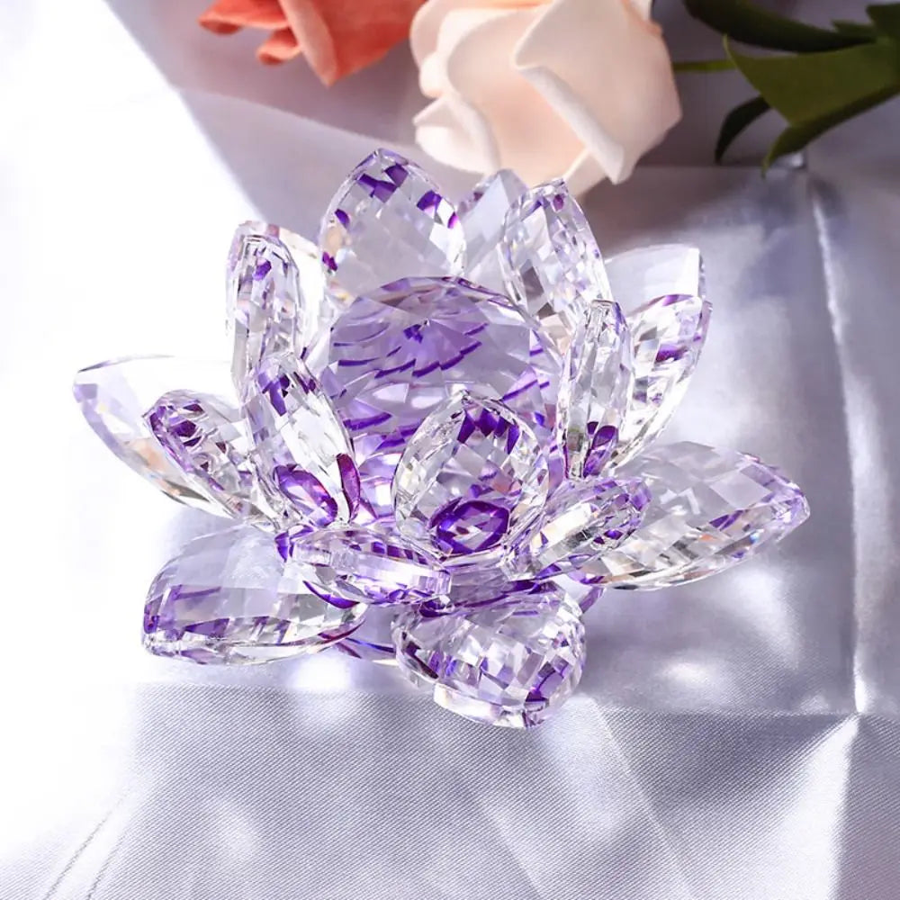 Sparkling Crystal Lotus Flower – Elegant Feng Shui Decor & Paperweight