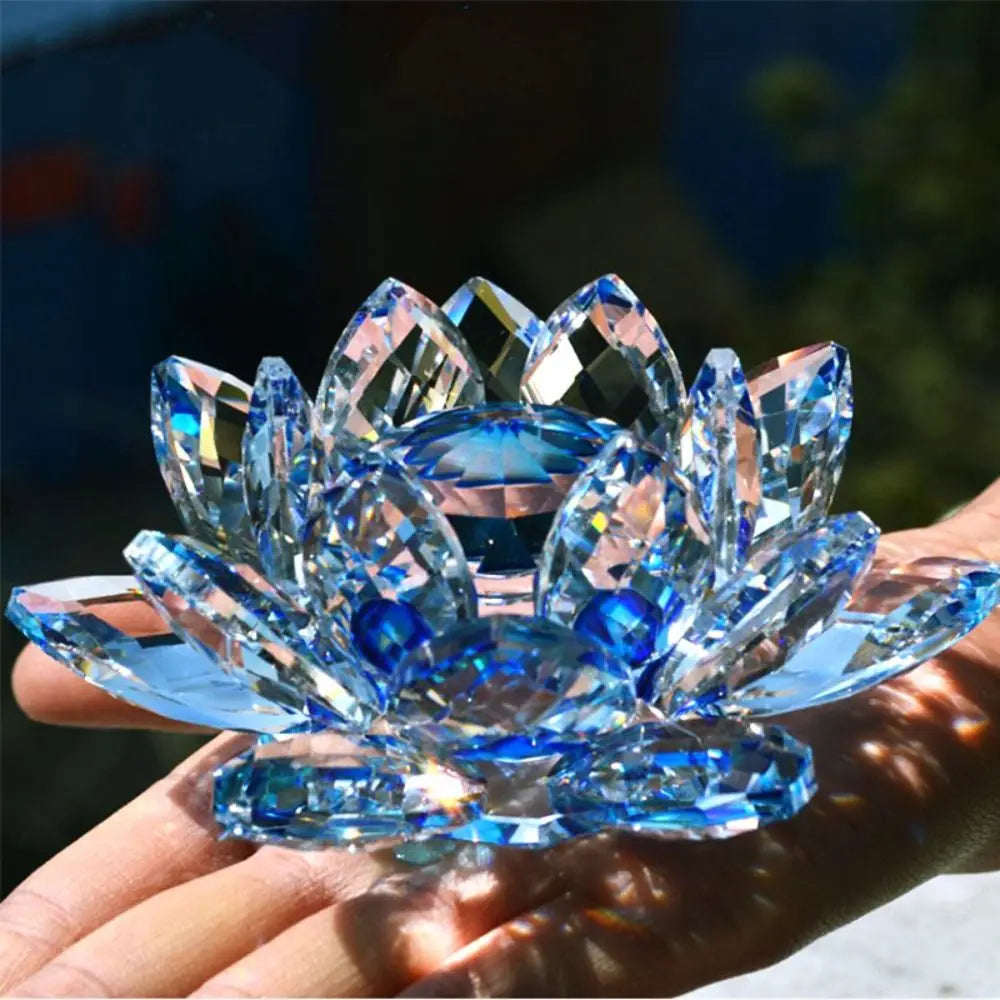 Sparkling Crystal Lotus Flower – Elegant Feng Shui Decor & Paperweight