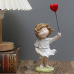 Heart Balloon Girl Sculpture – Modern Art Resin Statue Inspired Décor