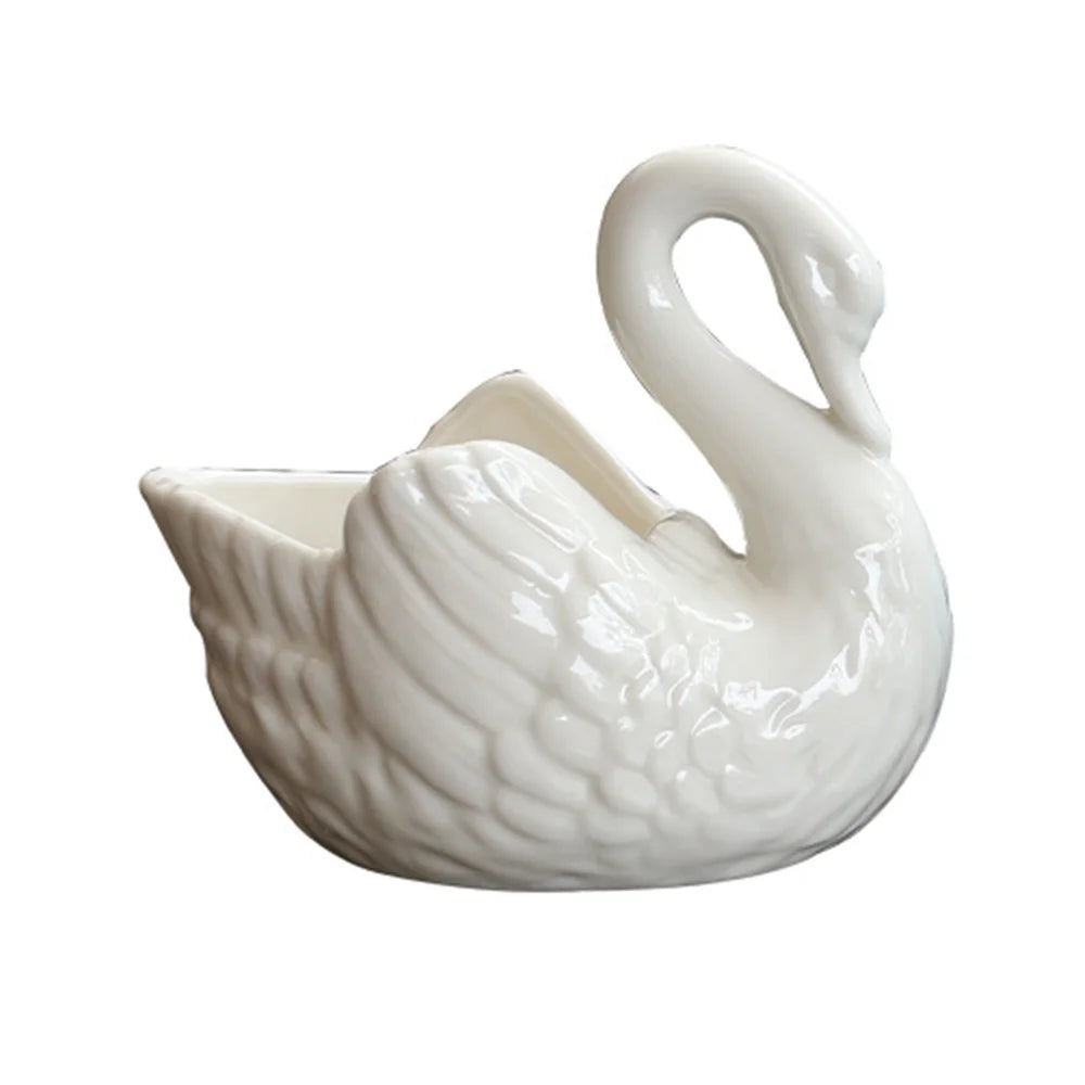 Swan Decorative Storage Box – Ceramic-Style Ornament, Tealight & Flower Holder