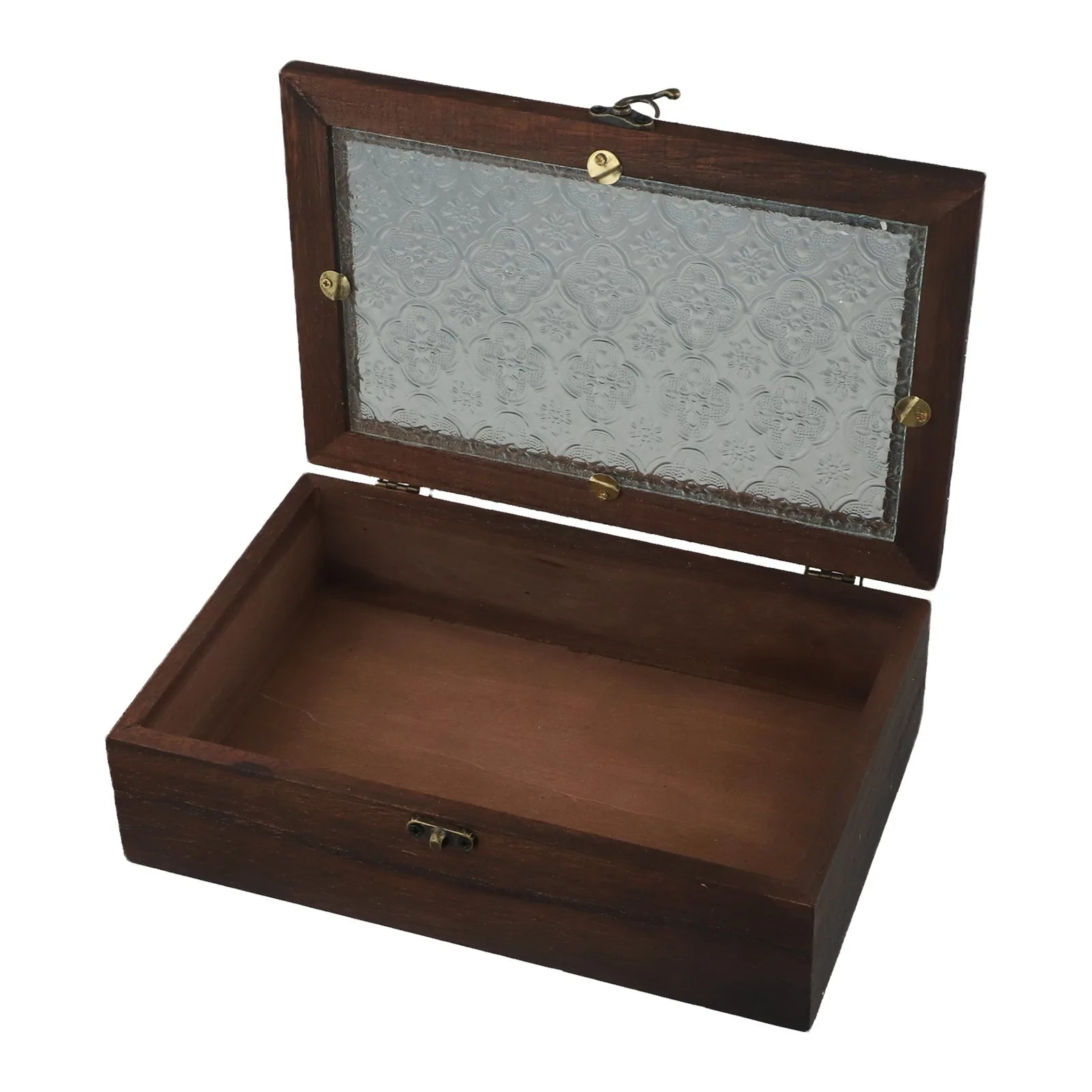 Homilly Vintage Wooden Storage Box – Nordic Glass Lid Organizer