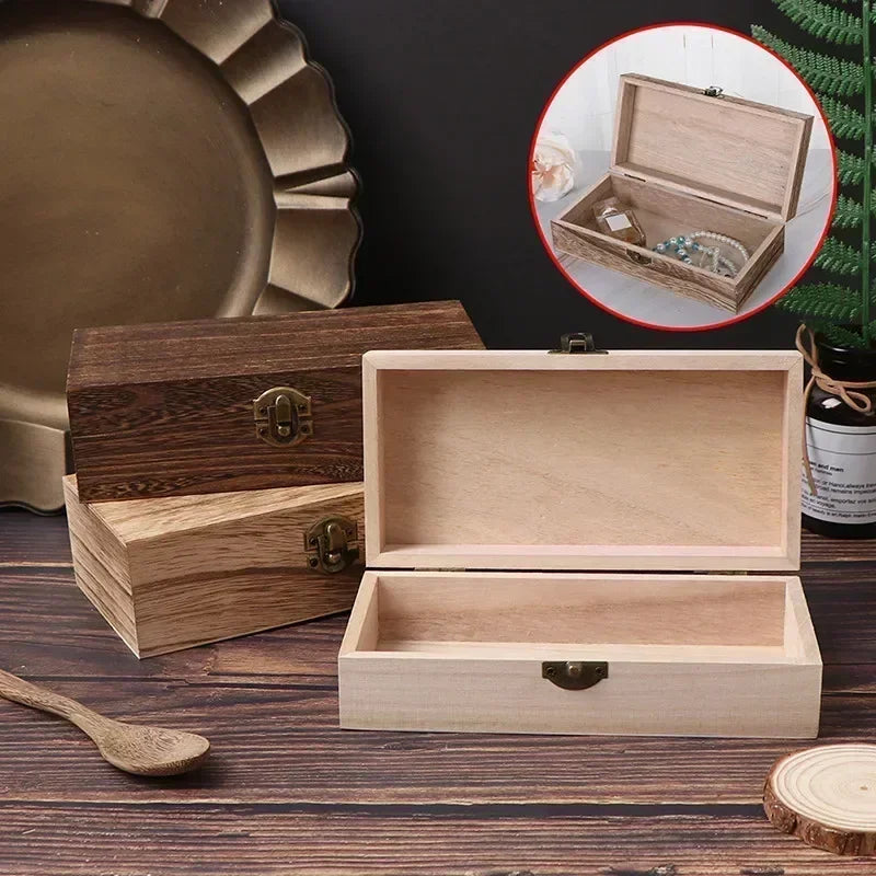 Homilly Retro Wooden Jewellery Storage Box with Lock – Desktop Organiser