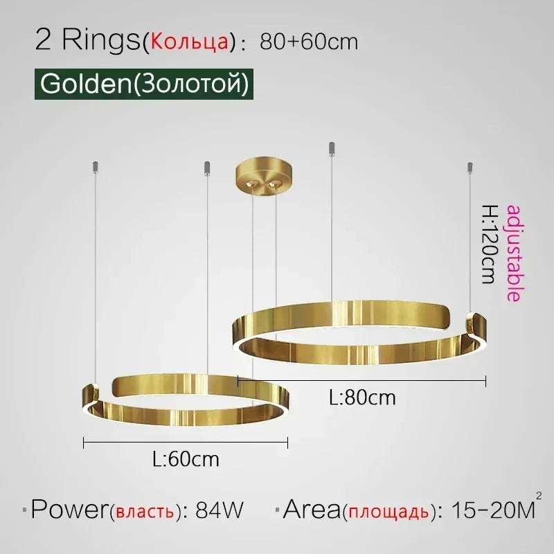 Nordic LED Ring Pendant Light – Modern Minimalist Statement Chandelier