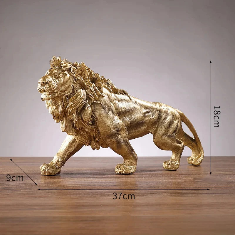 Majestic Golden Lion Sculpture – Modern Art Accent Piece