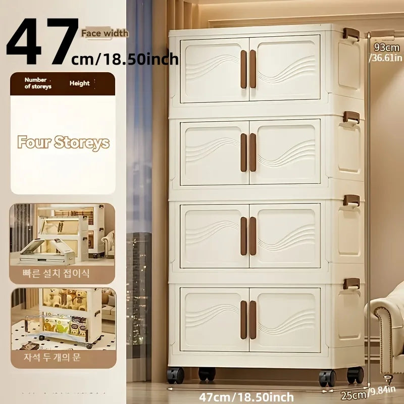 Foldable Storage Box with Clear Door – Large Capacity Organizer for Home Use