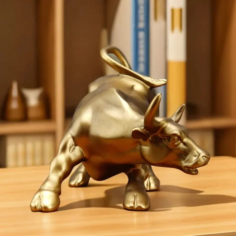 Wall Street Bull Resin Statue – Feng Shui Wealth & Fortune Desk Ornament