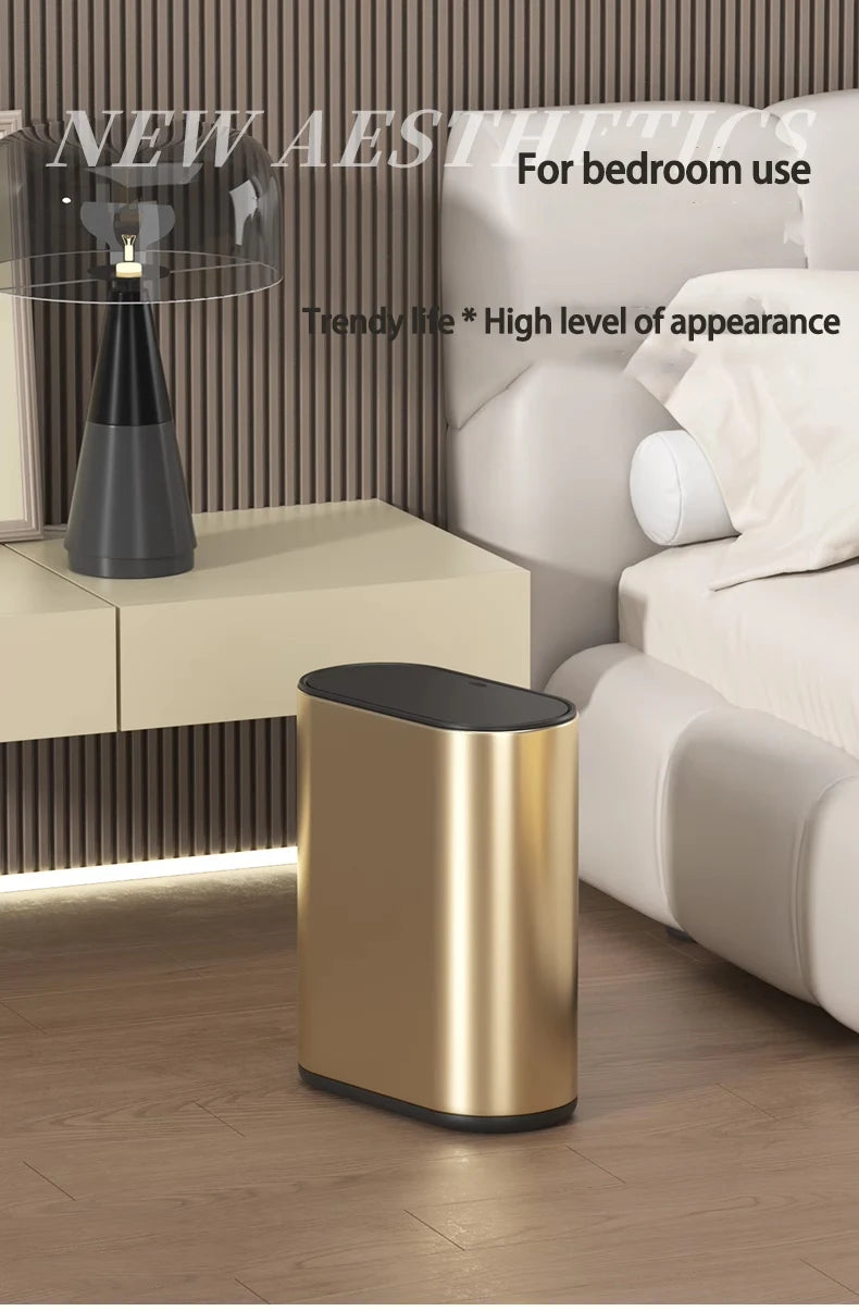 Homilliy Slim Stainless Steel Trash Can – 7L Press Lid