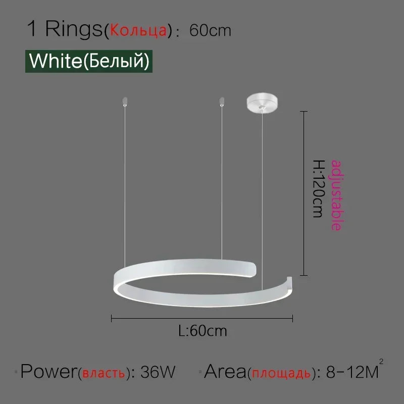 Nordic LED Ring Pendant Light – Modern Minimalist Statement Chandelier