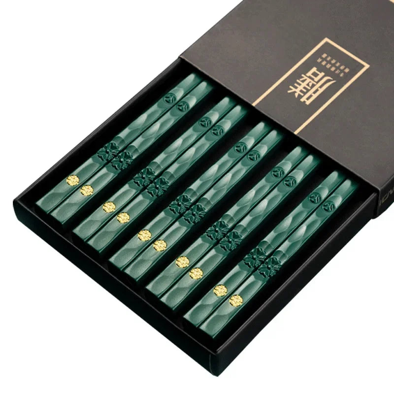 Premium Japanese-Style Chopsticks (5-Pair Set) – Reusable & Non-Slip for Authentic Dining