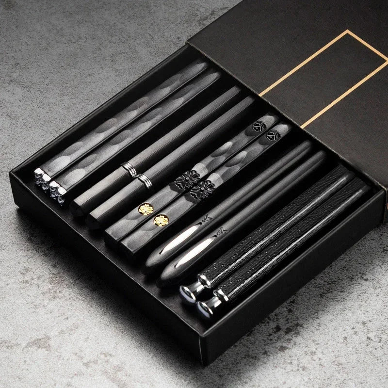 Premium Japanese-Style Chopsticks (5-Pair Set) – Reusable & Non-Slip for Authentic Dining