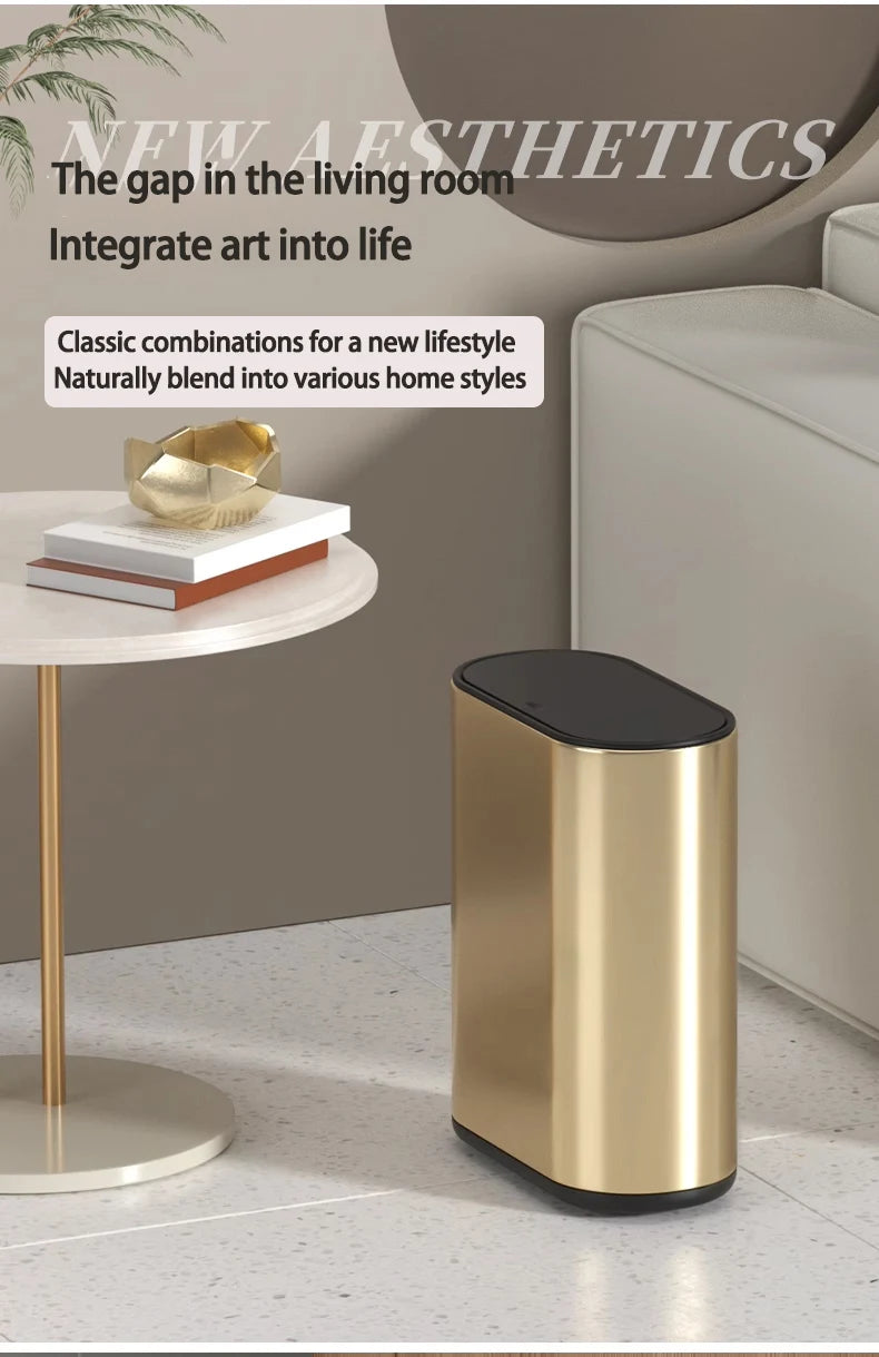 Homilliy Slim Stainless Steel Trash Can – 7L Press Lid