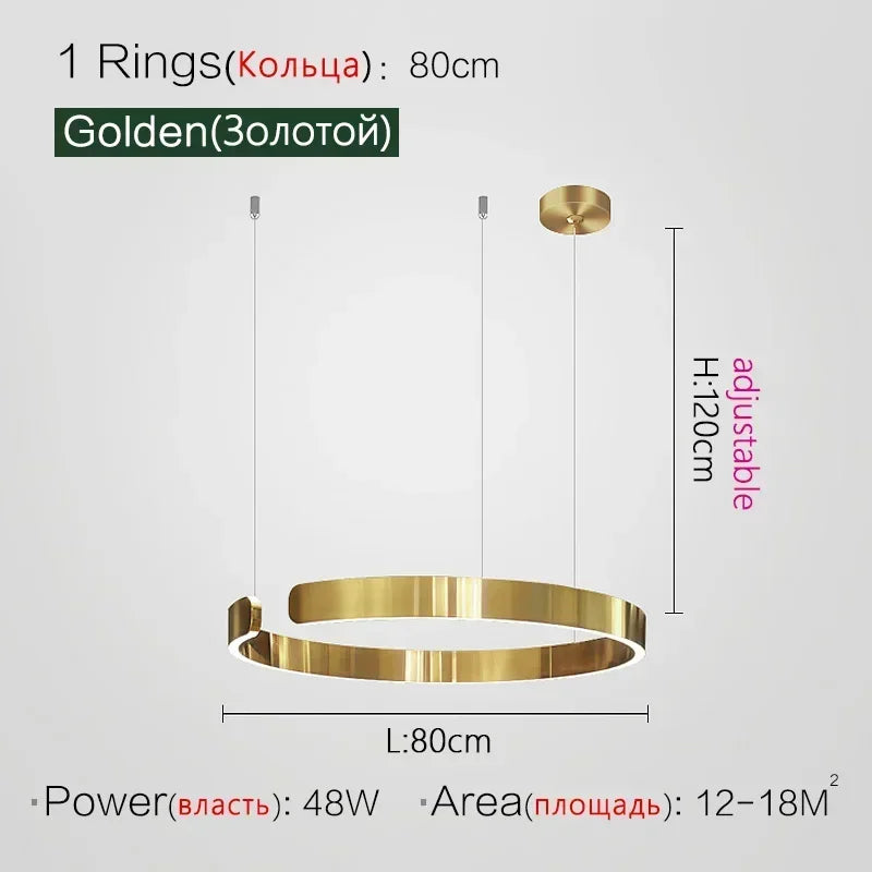 Nordic LED Ring Pendant Light – Modern Minimalist Statement Chandelier