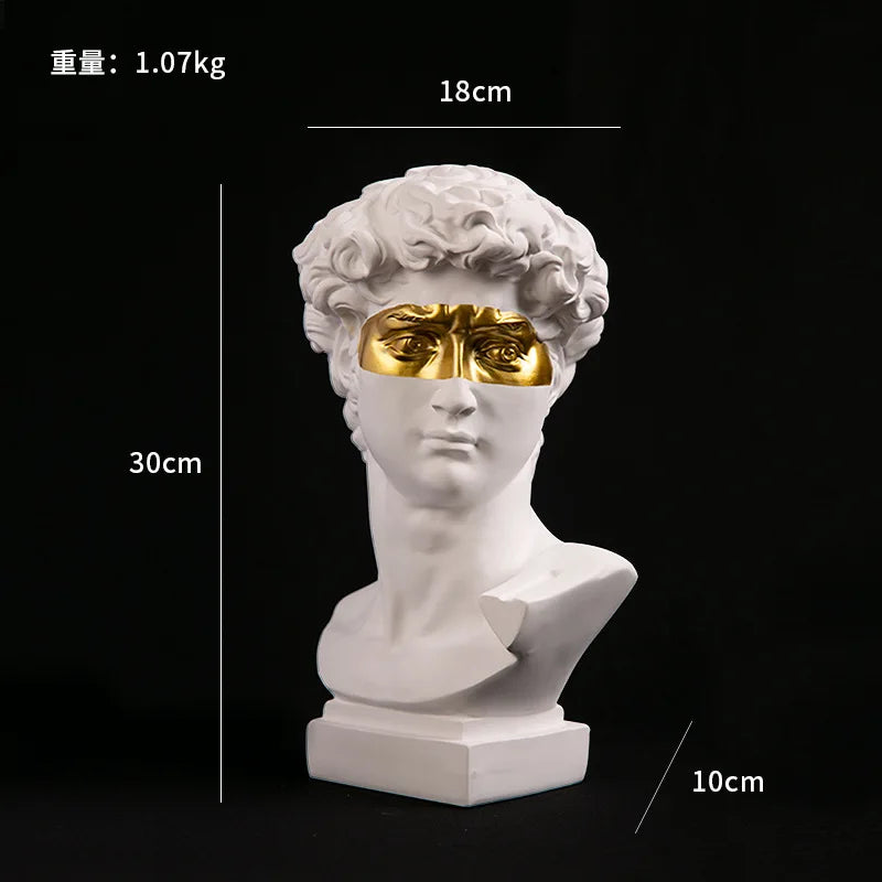 David Head Resin Bust Sculpture – Modern European Abstract Home Décor