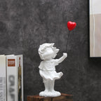 Heart Balloon Girl Sculpture – Modern Art Resin Statue Inspired Décor