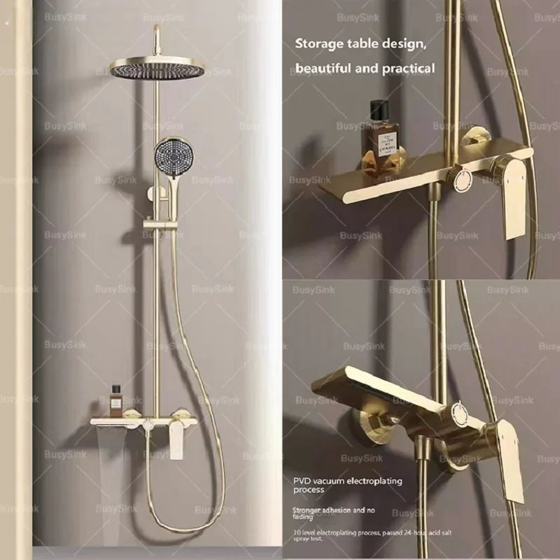 Homilliy Golden Shower Set – Multi-Function Bathroom Mixer & Hand Shower