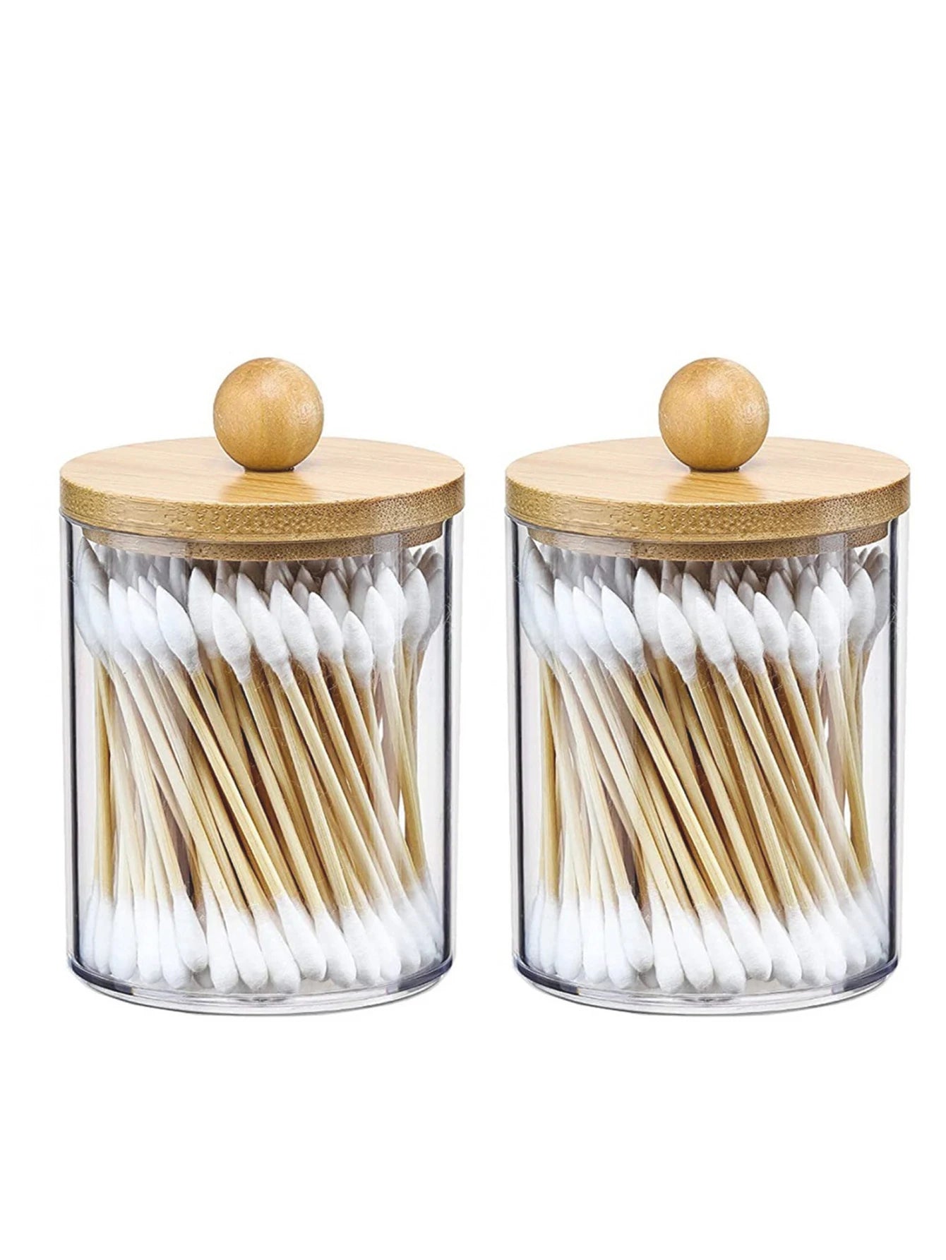 Premium Clear Acrylic Organizer Jar with Bamboo Lid – Dustproof Vanity Storage