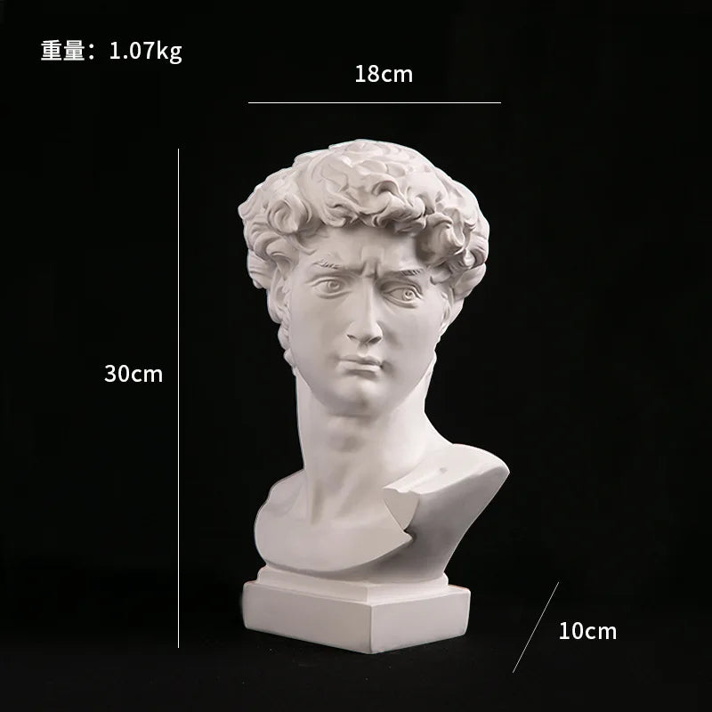 David Head Resin Bust Sculpture – Modern European Abstract Home Décor