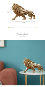 Majestic Golden Lion Sculpture – Modern Art Accent Piece