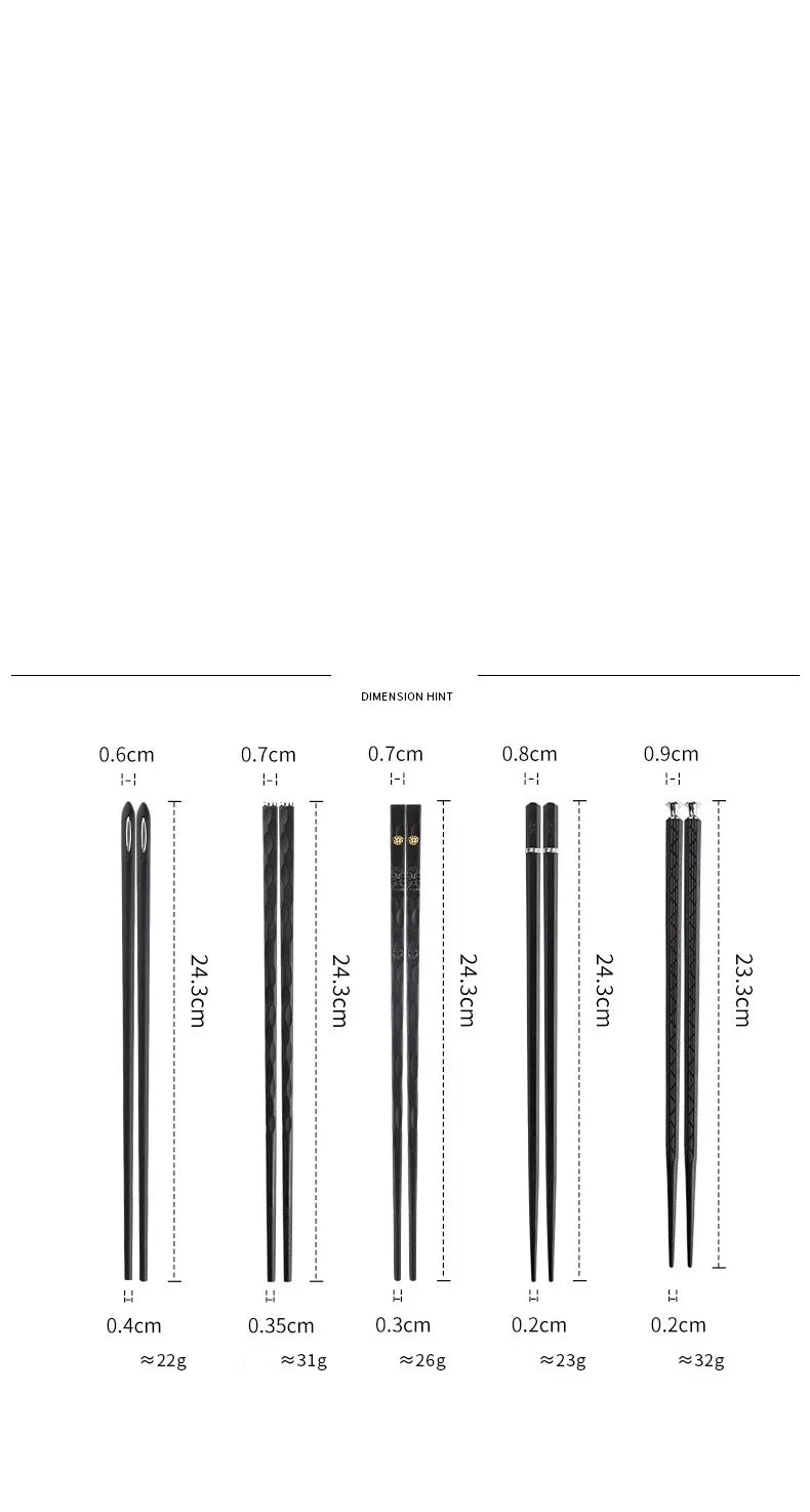 Premium Japanese-Style Chopsticks (5-Pair Set) – Reusable & Non-Slip for Authentic Dining