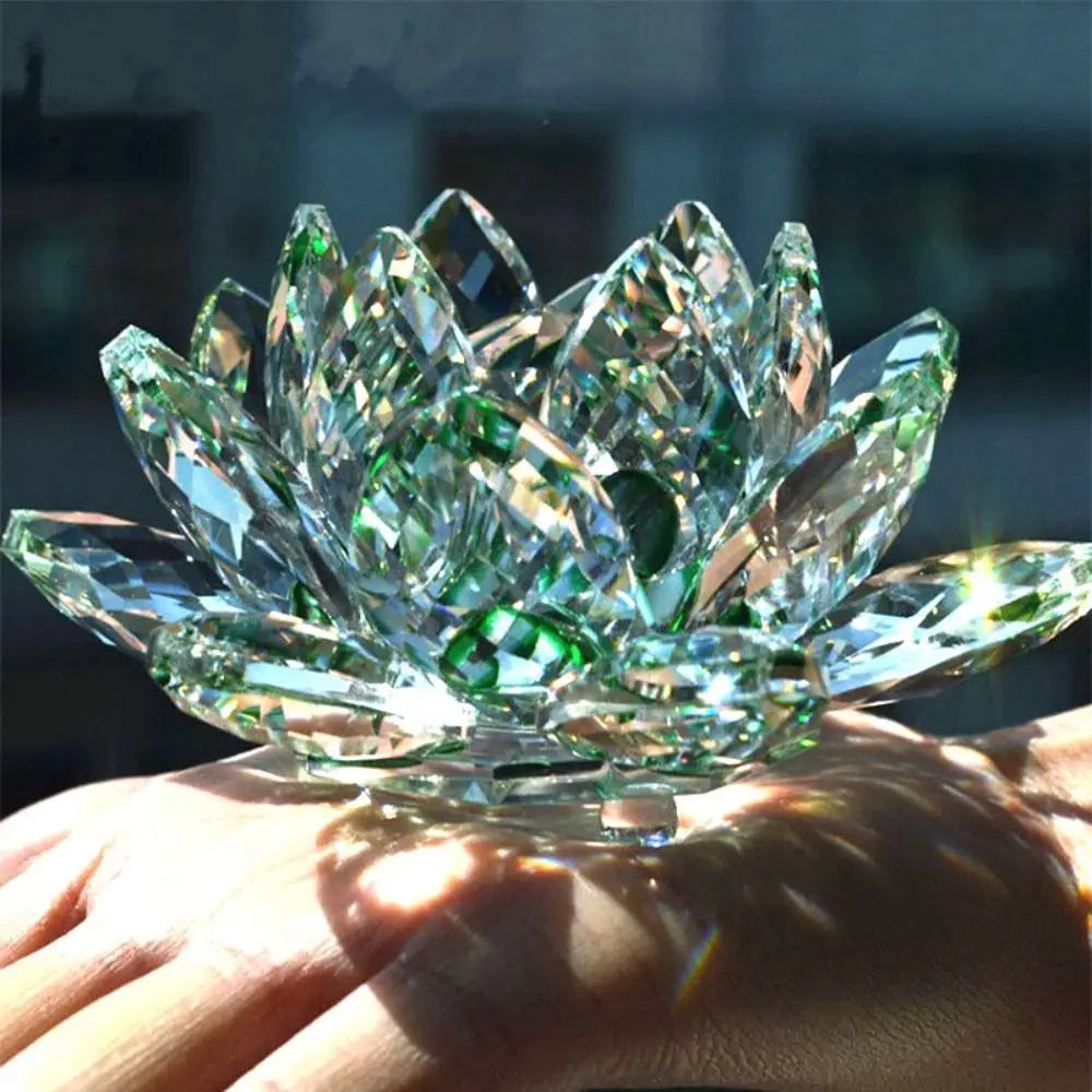 Sparkling Crystal Lotus Flower – Elegant Feng Shui Decor & Paperweight