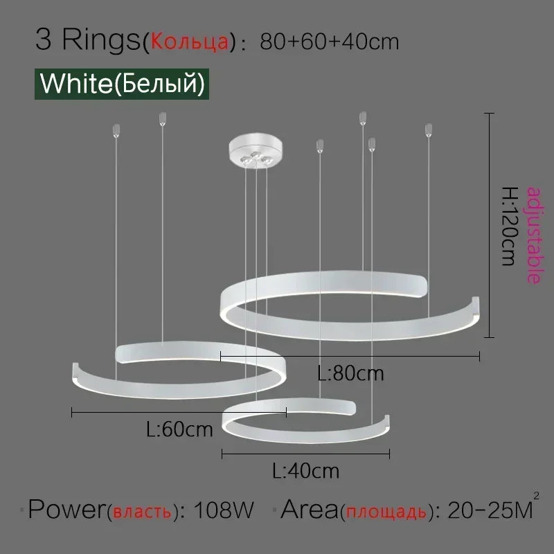 Nordic LED Ring Pendant Light – Modern Minimalist Statement Chandelier