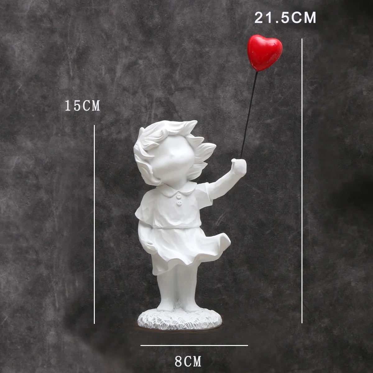 Heart Balloon Girl Sculpture – Modern Art Resin Statue Inspired Décor