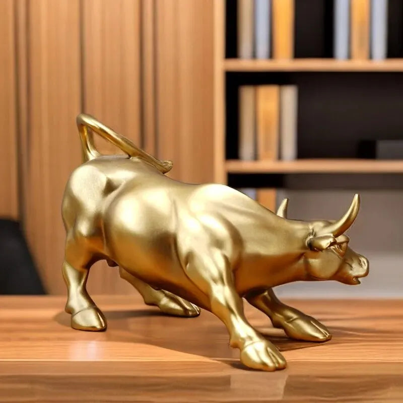 Wall Street Bull Resin Statue – Feng Shui Wealth & Fortune Desk Ornament