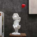 Heart Balloon Girl Sculpture – Modern Art Resin Statue Inspired Décor