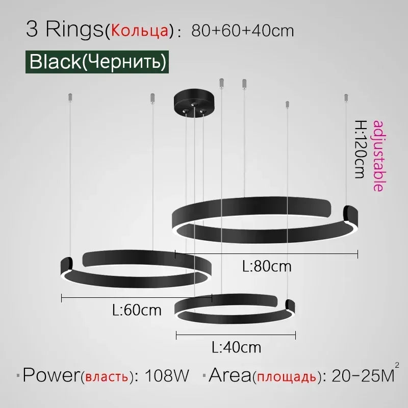 Nordic LED Ring Pendant Light – Modern Minimalist Statement Chandelier
