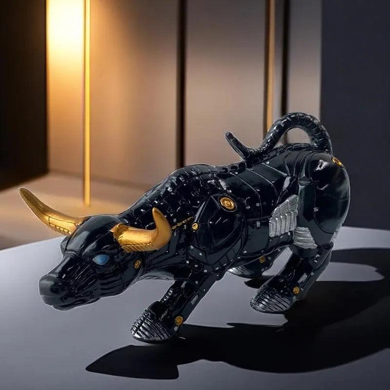 Wall Street Bull Resin Statue – Feng Shui Wealth & Fortune Desk Ornament