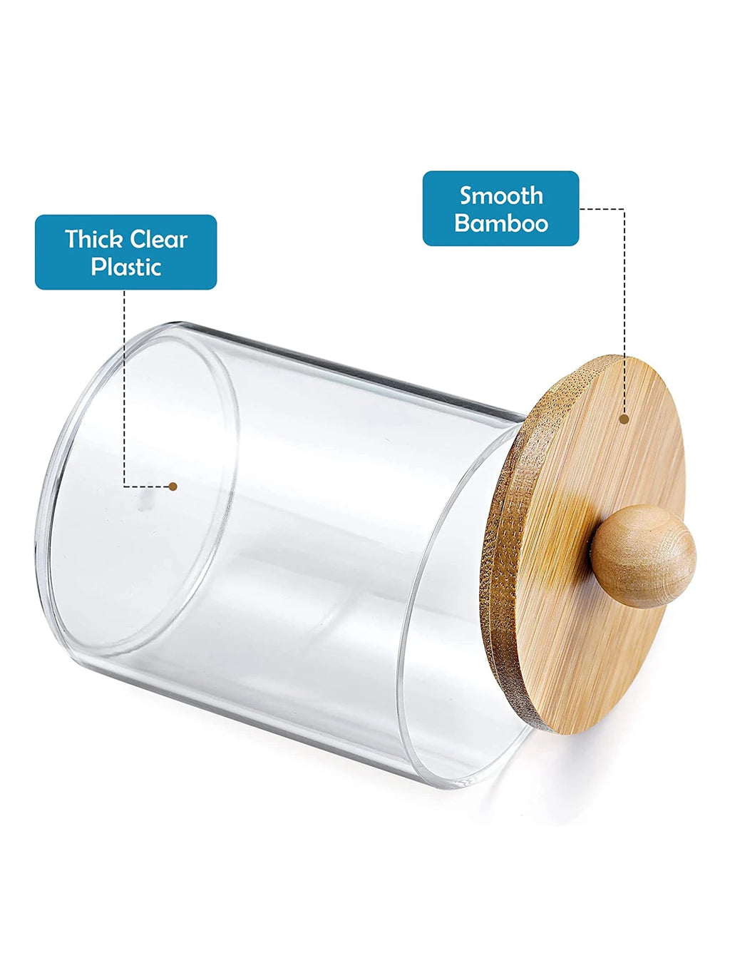 Premium Clear Acrylic Organizer Jar with Bamboo Lid – Dustproof Vanity Storage